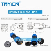 SP20 SD20 écrou arrière en plastique fileté industriel personnalisé 1Pin IP68 connecteur étanche de fil électrique circulaire