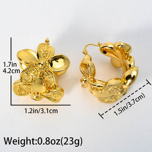 Fashion Bohemia High Quality Copper <b>14k</b> <b>Gold</b> Plated Flower <b>Hoop</b> <b>Earrings</b> Women - Product Image 6