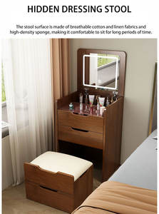 Coiffeuse de Chambre à Coucher en Bois de Qualité, Grande et Blanche, avec Miroir à Lumière LED, Prix Abordable - Product Image 4