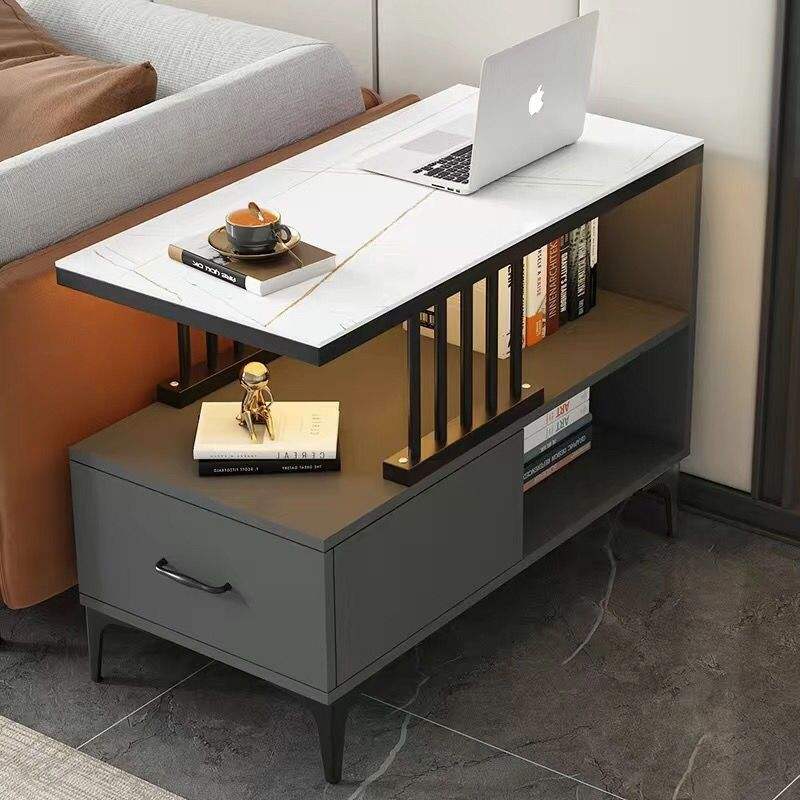 Armoire grise + pieds noirs + plateau en verre or blanc