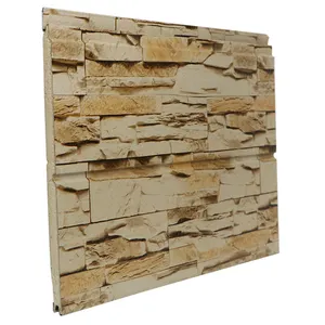 Panel dinding dekoratif ringan 16mm isolasi eksterior Pu busa Pu panel dinding batu imitasi pelapis eksterior