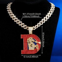 Nouveau Collier Chaîne Maille Cubaine avec Pendentif Lettre D Entièrement Sertie de Diamants, Tendance et Personnalisé