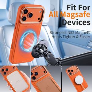 כיסוי טלפון יוקרתי מעור PU עם טעינה אלחוטית, עמיד בפני זעזועים, בעל מקום לכרטיסי אשראי, לאייפון 17 פרו מקס - Product Image 2