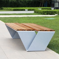 Bancs de parc modernes en forme de V Chaise de repos pour patio Bancs en bois pour l'extérieur