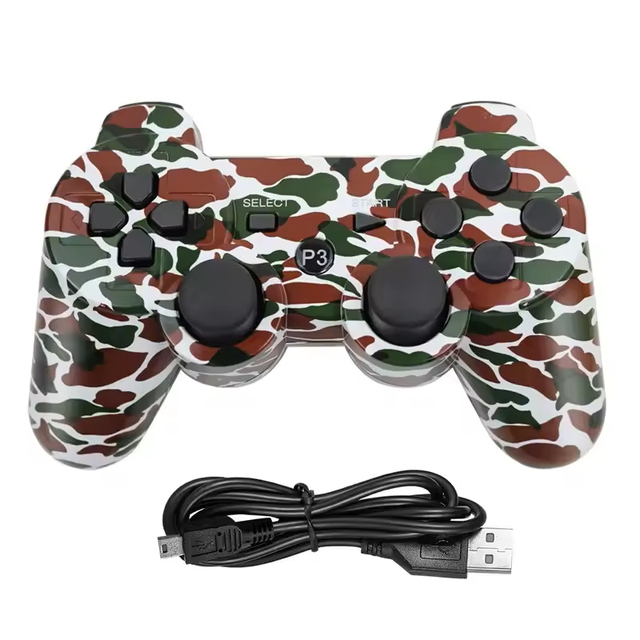Transparent Wireless BT Video Game Controller with Vibration Motor Handle Manette Gaming Pad for PS3 Computer PC