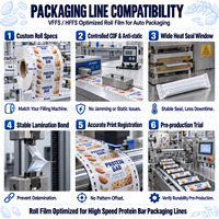 Emballage personnalisé en plastique, aluminium, mylar, pour barres énergétiques, granola, noix, chocolat, protéines, sachet en forme de coussin, scellable à la chaleur