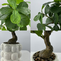 Bonsaï artificiel Ficus lyrata 44 cm, plante en polyester écologique, pot blanc à bulles pour la Saint-Valentin, Halloween, décoration intérieure