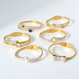 Brazalete de Acero Inoxidable con Baño de Oro de 14k para Mujer, Joyería de Moda, Surtido Variado 316L - Product Image 6