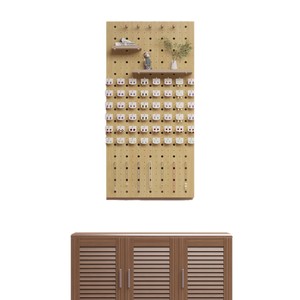 Solid Wood Pegboard <b>Wall</b> Mounted Jewelry Display With Holes For Earrings Necklaces Storage Organizing Rack - Product Image 5