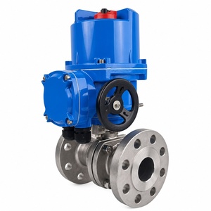 Vanne à boisseau flottant électrique intelligente à bride avec volant, corps en acier au carbone, <span class=keywords><strong>PN50</strong></span> pour milieux eau et gaz - Product Image 1