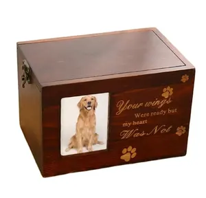 Trượt có nắp đậy Pet urn bằng gỗ urn hộp gỗ lưu niệm lưu niệm hộp gỗ với khung ảnh cho vật nuôi