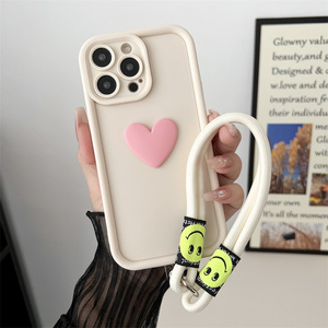 2024 custodia per telefono con Love Heart TPU <span class=keywords><strong>bianca</strong></span> di ultima moda con cordino per <span class=keywords><strong>iPhone</strong></span> 16 15 14 13 12 11 Pro Max Plus custodie per telefono carine - Product Image 5