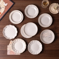 Set Perlengkapan Makan Desain Minimalis Modern Berembos, Aman untuk Microwave, Keramik, Kombinasi Peralatan Makan Rumah Tangga Termasuk Piring, Mangkuk, dan Wadah