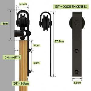 Herrajes Modernos WEKIS para Puertas Corredizas Tipo I, Sistema de Rieles Colgantes para Puertas de Madera Dobles, Material de Acero para Aplicaciones en Dormitorios - Product Image 3