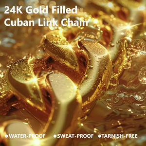 سلسلة ربط كوبية من الفولاذ المقاوم للصدأ عيار 24 قيراط مطلية بالذهب مقاومة للماء ولا تتلاشى الألوان هدايا مجوهرات للنساء والرجال 3*5 * عقد كوبي ميامي - Product Image 2