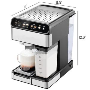 Machine à expresso en acier inoxydable Pro cafetière à double tir mousseur à lait intégré réservoir d'eau <span class=keywords><strong>amovible</strong></span> de 1.8 litres - Product Image 3