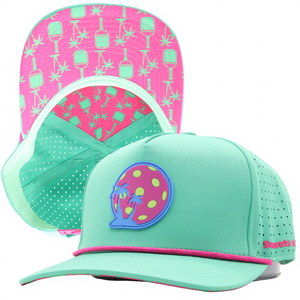 Cappellino da Baseball OEM a 5 Pannelli con Logo in PVC Gommato Impermeabile, Personalizzato con Taglio Laser e Perforazioni, Cappello Sportivo in Poliestere per Golf - Product Image 3