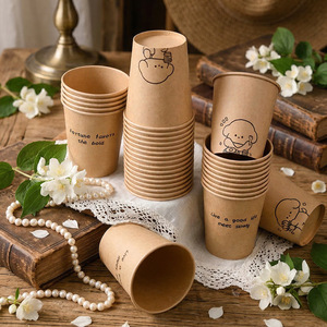 Sevimli Hayvan Karikatürlü Baskılı Tek Duvarlı Tek Kullanımlık Kağıt Bardaklar Çocuklar İçin Güvenli Toksik Olmayan Mürekkepli Desenli Bardaklar Aile Yemekleri İçin - Product Image 1