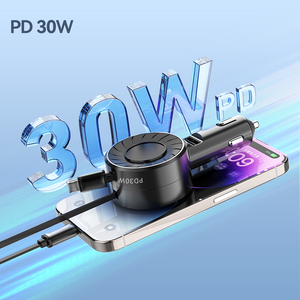 Có thể thu vào xe sạc 3 trong 1 với kép có thể thu vào USB dây, USB một cổng PD Điện áp Meter xe USB Thuốc lá nhẹ hơn Adapter - Product Image 3