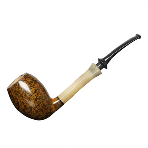 MUXIANG Briarwood Smoking Pipe Bent Shape With Horn Stem And Tulip Bowl Solid Wood 3mm Filter Men's Tobacco Pipe - Product Image 5