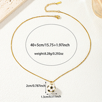 Collar con Colgante de Balón de Fútbol 3D en Tono Dorado Brillante, con Paneles Esmaltados y Cadena de Caja, Joyería de Moda para Mujer, Regalo