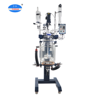Sistema de elevación eléctrico para olla de reacción de vidrio de doble capa, inclinable y giratorio, 20L, automático, para procesamiento de materiales de alta viscosidad, PLC