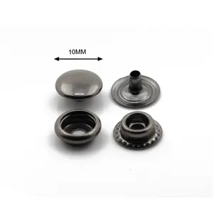 Lead Free Brushed Nickel Round Shaped 10mm Metal Spring Snap Buttons For Leather