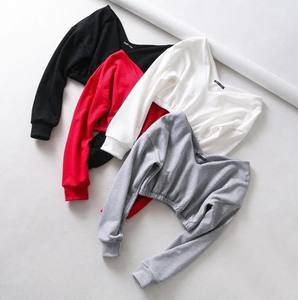 2020 automne hiver sweat-shirt personnalisé logo sexy à capuche femme <span class=keywords><strong>Col</strong></span> <span class=keywords><strong>V</strong></span> sueurs <span class=keywords><strong>crop</strong></span> <span class=keywords><strong>top</strong></span> à capuche pour les femmes - Product Image 5