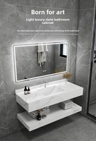 Ensemble de meubles de salle de bain en contreplaqué de luxe italien, double vasque, design gain de place, pour usage extérieur en villa, écologique et durable