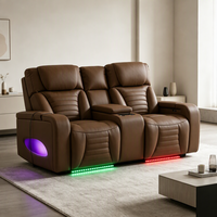 Canapé inclinable Frank Premium Luxury Motion en cuir écologique avec haut-parleur Bluetooth pour home cinéma