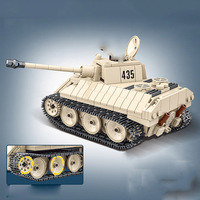 Kit de Modelo de Plástico del Tanque Leopard VK1602 de la Segunda Guerra Mundial, 446 Piezas, Juguete Educativo de Construcción, Bloques de Construcción del Tanque Panther Alemán