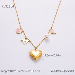 Collar de Acero Inoxidable Chapado en Oro de 18K Resistente al Agua, Colgante de Moda con Perla y Circonita, Joyería Elegante - Product Image 5