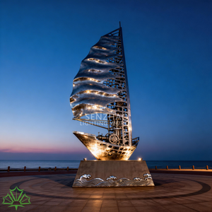 Senzhao - Escultura de Velero de Metal de Diseño Moderno y Artístico para Decoración de Parques al Aire Libre, Diseño Abstracto - Product Image 1