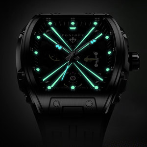Reloj Mecánico PONIGER P6.17 con Esfera Esqueletizada, Forma Tonneau, Movimiento Color Gun, Fondo Translúcido y Manecillas Luminosas - Product Image 5