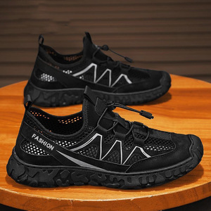 Zapatillas de deporte informales de verano para hombre, nuevos zapatos de seguridad de red hueca con cordones transpirables, antideslizantes, resistentes al desgaste para Protección Laboral - Product Image 4