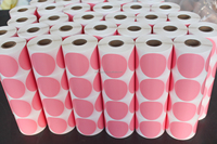 Cercle de couleur rose 60x60mm 500 pièces rouleau d'étiquettes autocollants de transfert thermique rond merci cercle autocollant rond