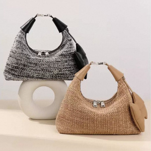 Nueva Bolsa de Rafia Tejida a Mano para el Almuerzo, Bolsa Casual Versátil Tipo Dumpling, Bolsa de Verano Moderna para la Playa - Product Image 5