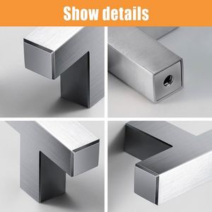 WEKIS 5 Inch Solid Zinc Alloy Modern Bedroom Kitchen Exterior Cabinet Hardware Square Drawstring Pulls Handles Sliver Dresser - Product Image 4