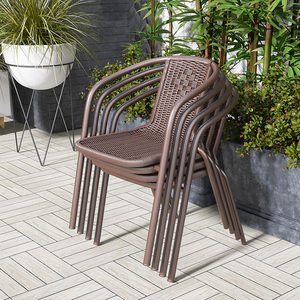 Outdoor Rattan <b>Chair</b> <b>Stackable</b> Plastic <b>Garden</b> <b>Chair</b> Waterproof Sun Proof Patio Dining <b>Chair</b> Set Adult Use - Product Image 1