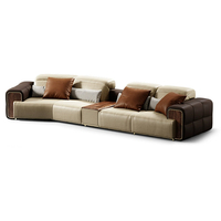 Canapé modulaire sectionnel de luxe en cuir italien Fonction électrique Grand canapé de salon plat pour villa