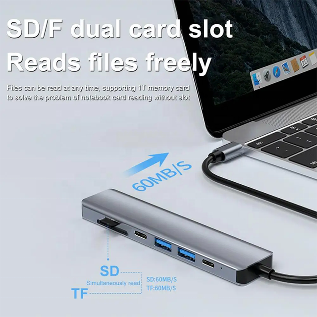 Xput HDMI-Compatible TF SD Card Reader 7 in 1 Multiport USB-C Docking Station Multifunction Type C Type-C Hub With 4K HDMI