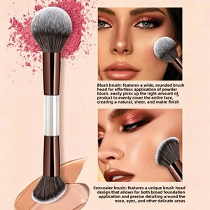 Ensemble de 8 pinceaux de maquillage double-tête pour fond de teint, <span class=keywords><strong>fard</strong></span> à joues, <span class=keywords><strong>fard</strong></span> à paupières et anticernes - Outils de beauté transfrontaliers Europe & États-Unis - Product Image 2