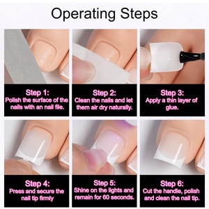 Ongles à presser French Tips pour les orteils, 150 pièces, carrés, pré-dessinés, extensions d'ongles en <span class=keywords><strong>gel</strong></span> souple - Product Image 5