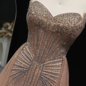 Jancember LSZ360 Robe de soirée sirène fendue en cristal avec surjupe - Product Image 6