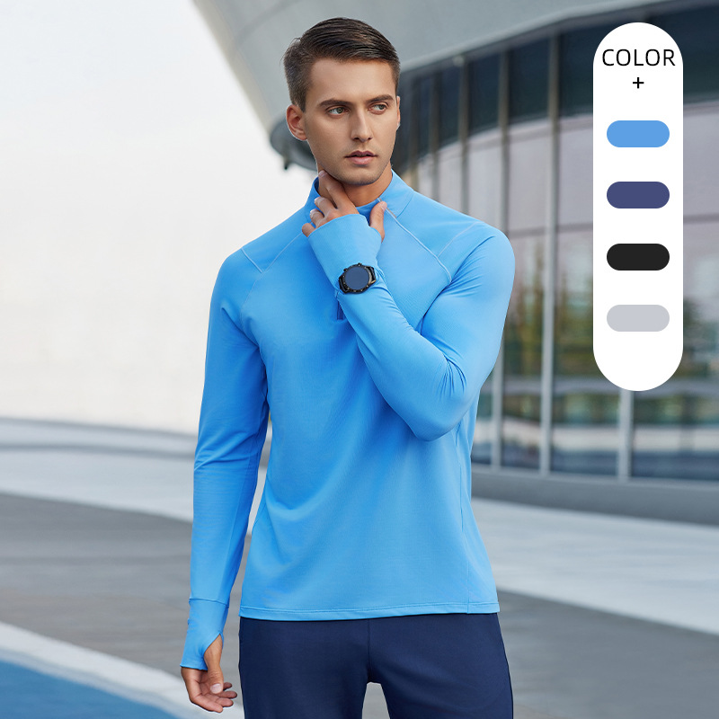 Half Zipper High Collar Workout Clothes Quick-drying Long Sleeve Outdoor Sports Training Running Cycling T Shirt