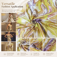 Tissu Scintillant Brodé de Paillettes et Dentelle en Maille Imprimé Tie-Dye Écologique 2026 pour Robe de Soirée Femme, Personnalisable OEM, Échantillon Gratuit