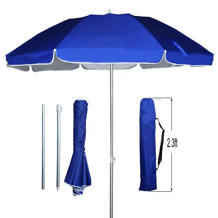 Лидер продаж Amazon, двухслойный солнцезащитный пляжный зонтик с металлическим наклонным портативным серебряным покрытием