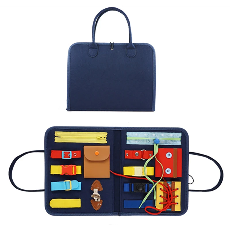 Детская развивающая Сумочка Монтессори для раннего обучения навыкам, доска для обучения, сенсорная игрушка для малышей, войлочная плотная доска