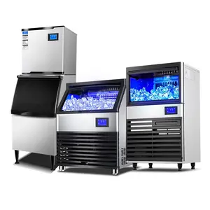 高效透明制冰机商用50公斤24小时制冰机咖啡店不锈钢制冰机