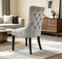 Chaise de loisirs moderne à dossier haut en bois avec dossier rembourré et boucle, idéale pour la maison, la salle à manger, l'hôtel et le salon